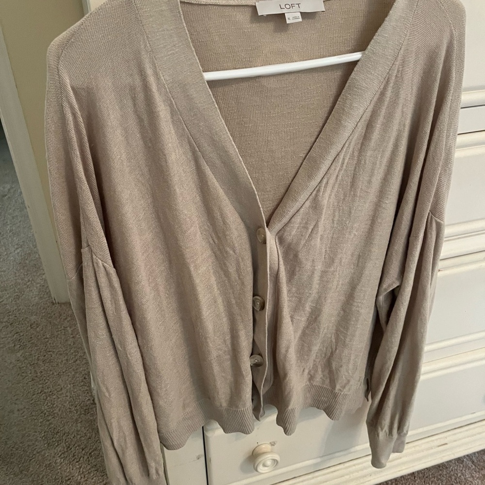 LOFT Women's Beige Cardigan Sweater